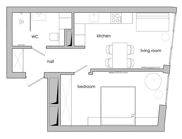 Hình ảnh căn hộ với thiết kế nội thất tối giản