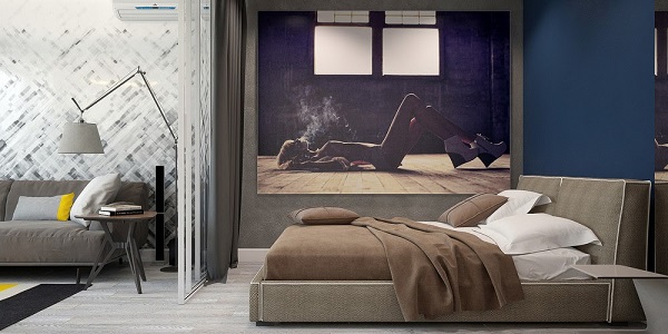 Phòng ngủ nổi bật với màu xanh dương nam tính