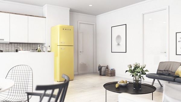 Tủ lạnh SMEG màu vàng nổi bật, Mộc tinh Hoa