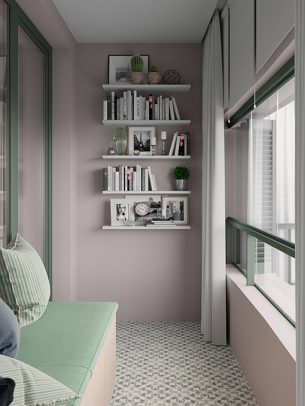 Kệ treo tường đơn giản biến căn phòng nhỏ thành góc đọc sách. 