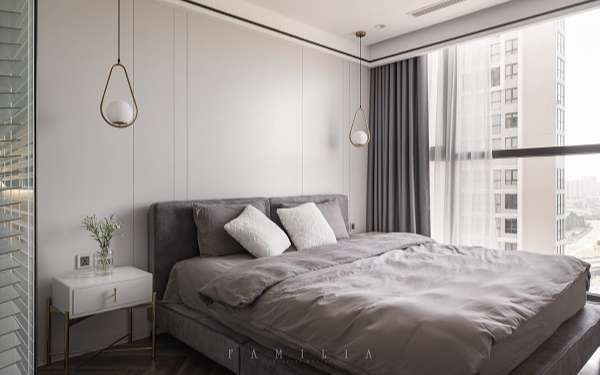 Phòng ngủ đơn giản, đẹp mắt với gam màu xám