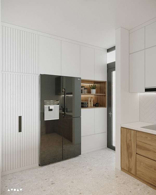 Tủ lạnh Side by Side LG bóng bẩy, hiện đại, được lắp đặt gọn gàng