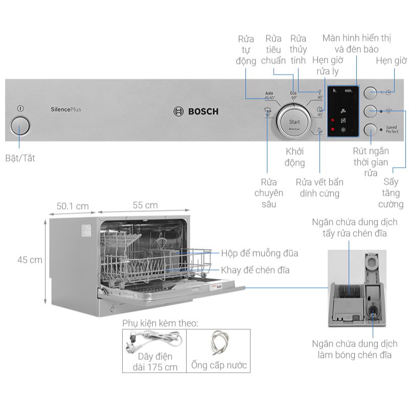 Máy rửa bát mini Bosch SKS62E38EU Serie 4