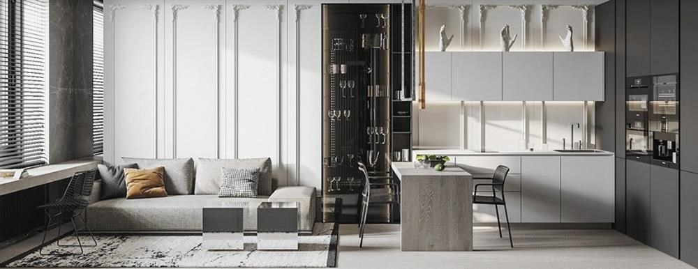 Hình ảnh của Thiết kế nội thất chung cư nhỏ theo phong cách boiserie cổ điển