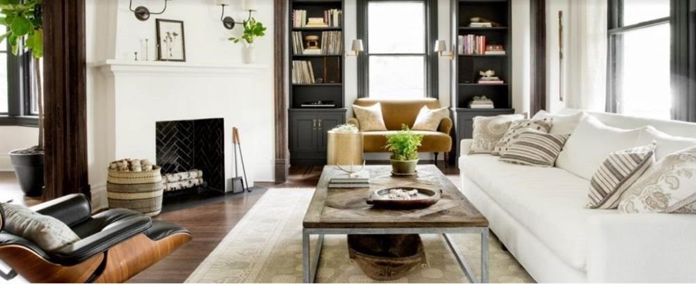 Hình ảnh của Thiết kế nội thất phòng khách đẹp với gam màu đen trắng