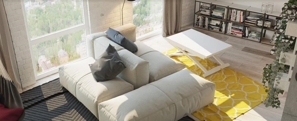 Hình ảnh của 3 căn hộ đẹp với nội thất đen, trắng, vàng