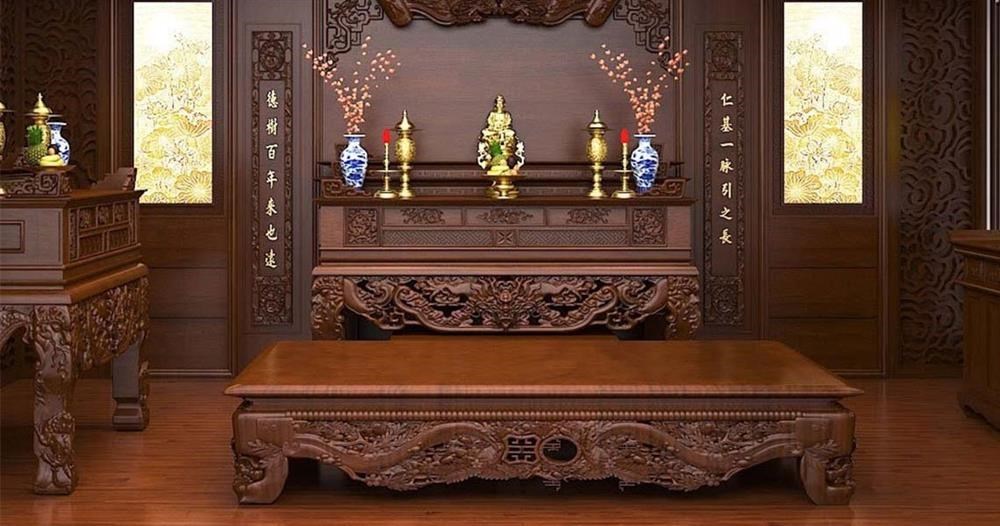 Hình ảnh của Cách bố trí nội thất và ánh sáng phòng thờ