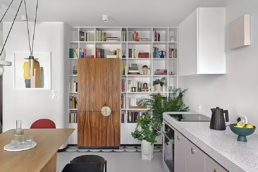 Thiết kế sơn tường màu trắng tạo cảm giác không gian rộng rãi