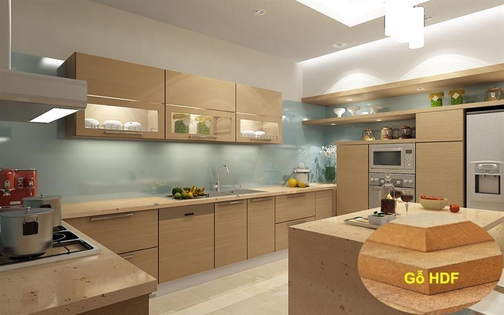 mẫu tủ bếp gỗ MDF chữ L