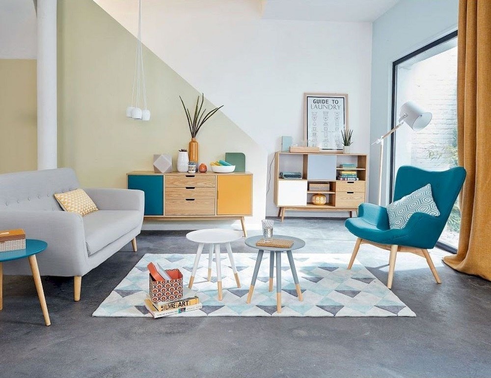 Phòng khách ngập tràn màu sắc độc đáo