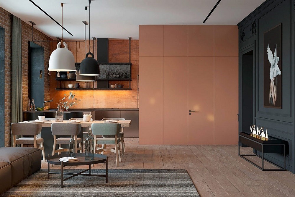 Lò sưởi hiện đại “rực cháy” lan tỏa sự ấm áp cho phòng khách