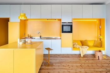 Hình ảnh nhóm sản phẩm Mẹo phối hợp hai màu vàng, trắng trong thiết kế nội thất