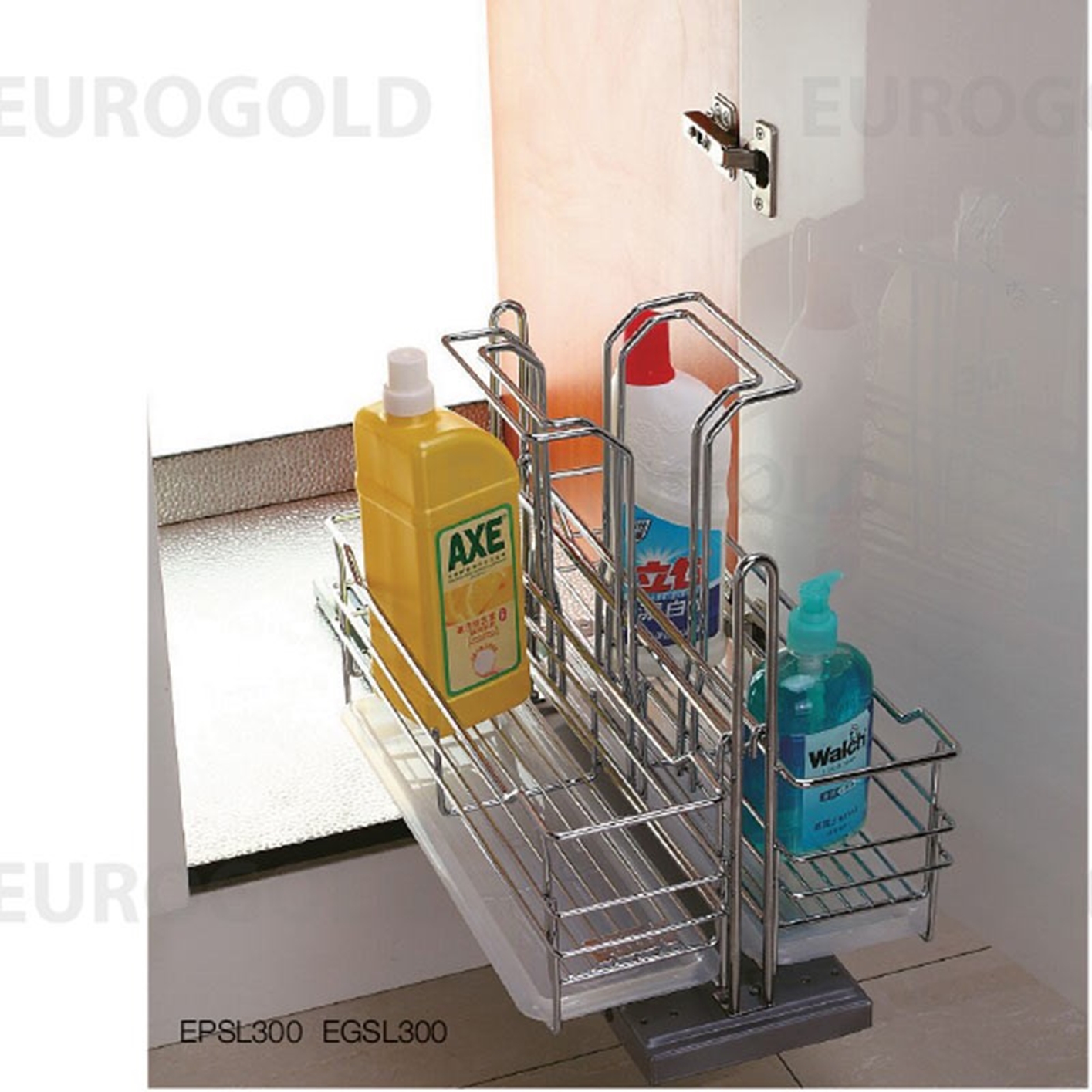 Hình ảnh của Giá đựng chai lọ tẩy rửa nan tròn inox Eurogold EPSL300