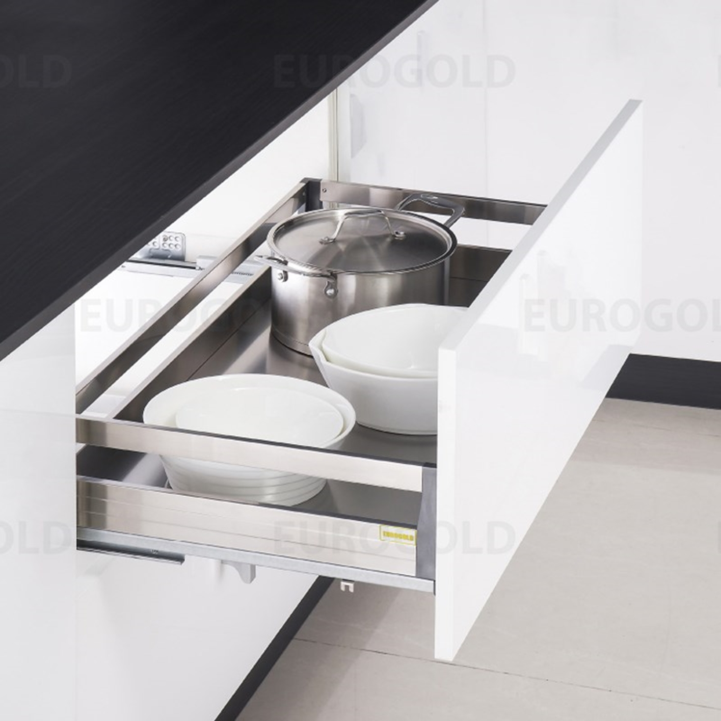 Giá xoong nồi, bát đĩa tủ dướ inox, 2 lớp đáy Eurogold EU130.600