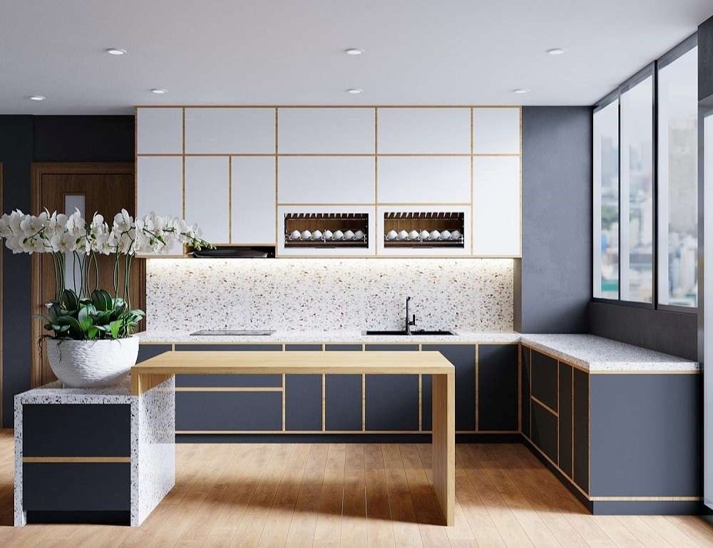 Mẫu tủ kệ bếp gỗ Laminate đẹp