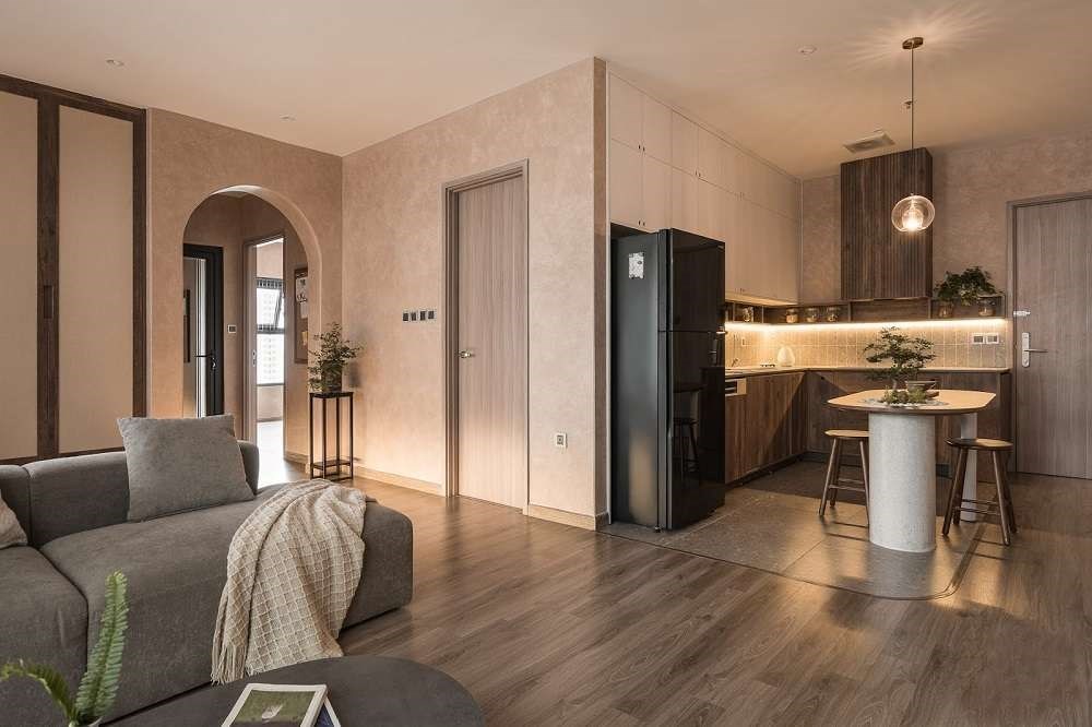 bếp chữ L gọn gàng