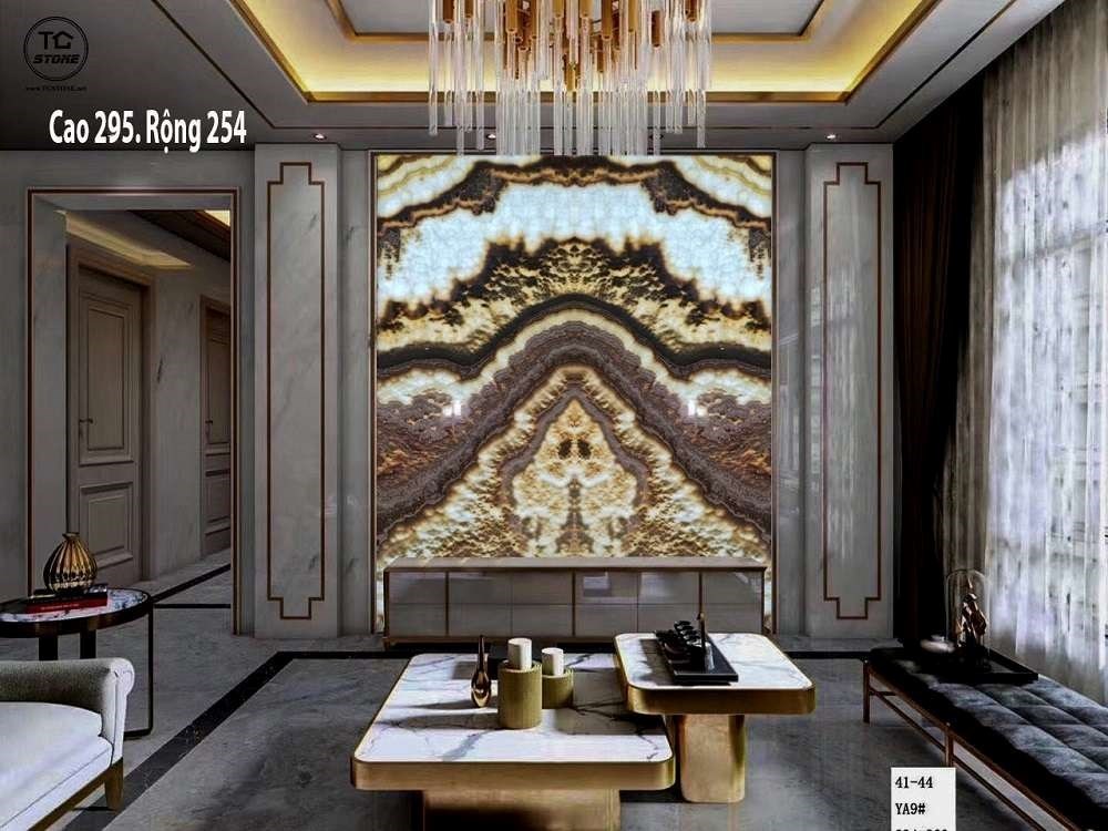 Ốp đá xuyên sáng Onyx tường phòng khách