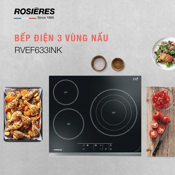 Hình ảnh của Bếp điện 3 vùng nấu Rosieres RVEF633INK