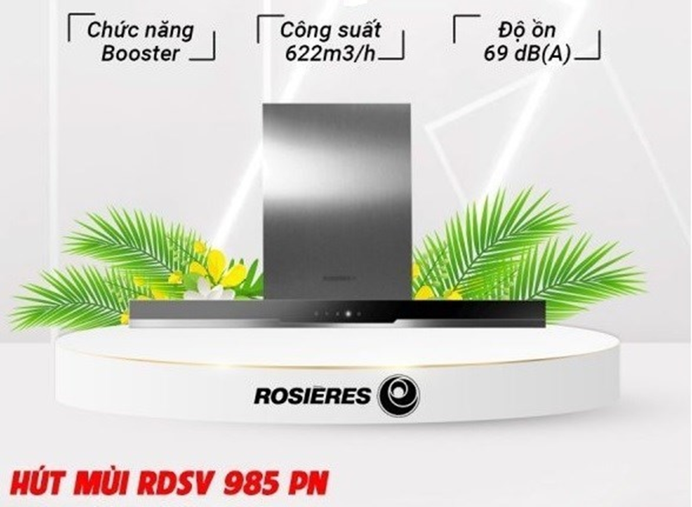 Máy hút mùi ống khói 90cm kiểu mới Rosieres RDSV 985 PN