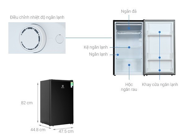 thông số kỹ thuật của Tủ lạnh Electrolux EUM0930BD-VN