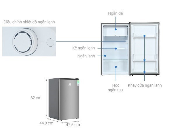 thông số kỹ thuật của Tủ lạnh Electrolux EUM0930AD-VN
