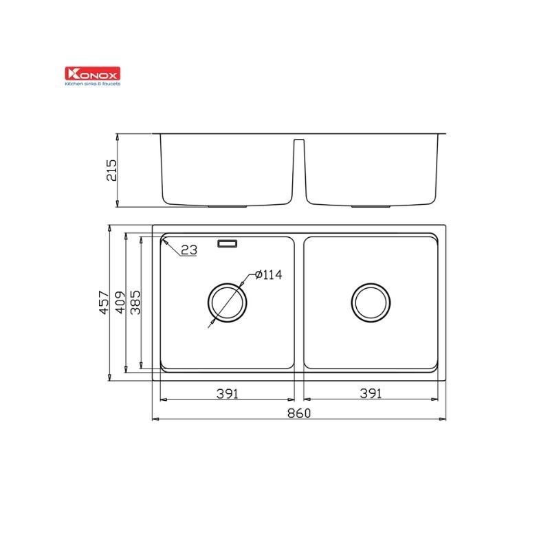 Thiết kế của Chậu rửa bát Konox Workstation - Undermount Sink KN8646DU Dekor