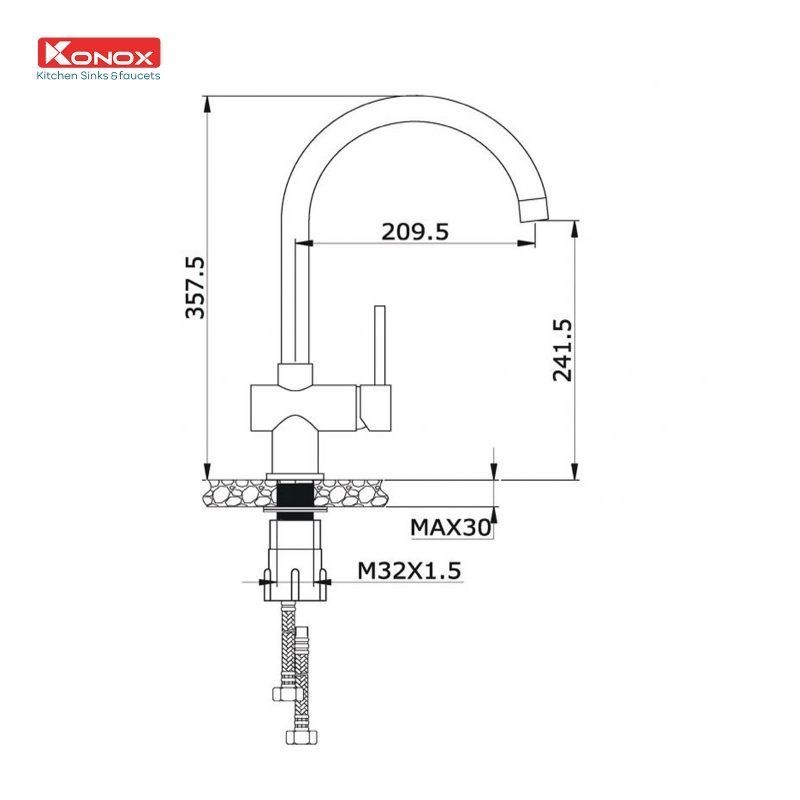 Thiết kế của Vòi rửa bát Konox KN1206 (Chrome PVD Finish)