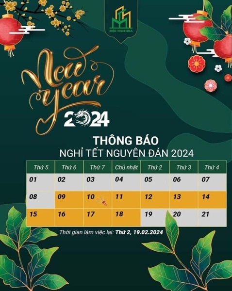 Hình ảnh nhóm sản phẩm Hệ thống Mộc Tinh Hoa - Thông báo Lịch nghỉ Tết Nguyên Đán 2024