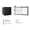 Kích thước tủ lạnh 1 cánh mini 50 lít Aqua AQR-D60FA(BS)
