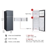 Kích thước tủ lạnh 2 cánh Inverter 283 lít Aqua AQR-T299FA(SL)
