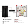 Kích thước tủ lạnh 2 cánh side by side Inverter 602 lít Aqua AQR-IG696FS(GB)